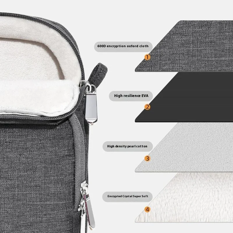 For 13 inch Shoulder Laptop Bag Business Style Multi-Functional Notebook Sleeve Bag with Air Cushion Protection - Black