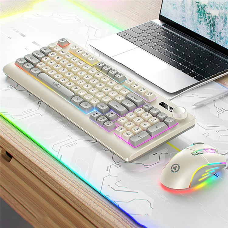 YINDIAO KM900 93 Tasten USB-Kabel Beleuchtet Gaming Tastatur Computer Maus Tastatur Set - Grau
