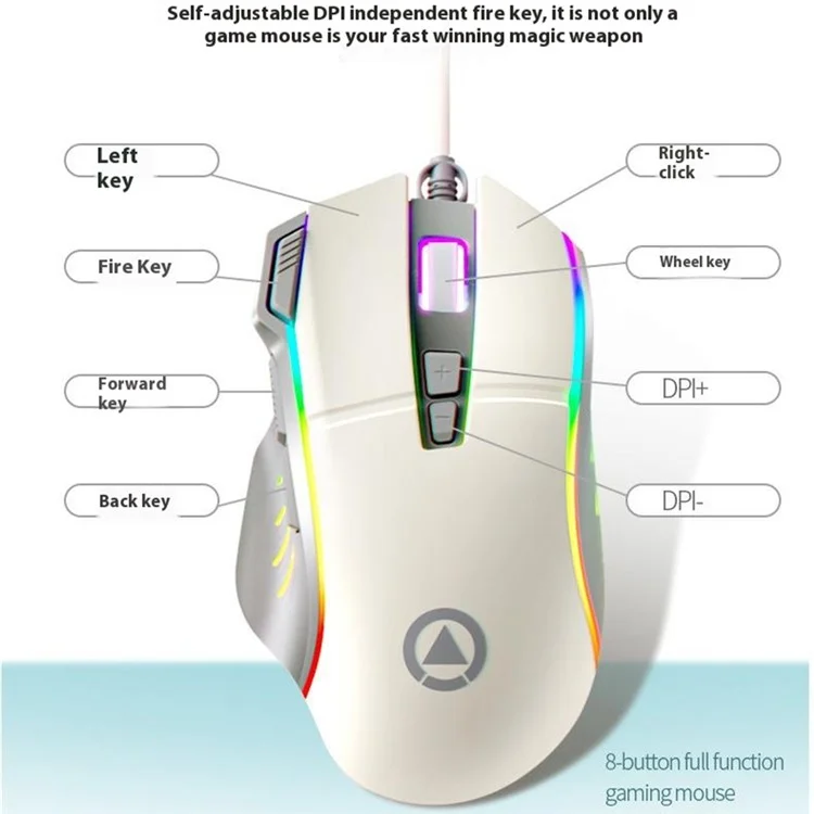 YINDIAO KM900 93 Tasten USB-Kabel Beleuchtet Gaming Tastatur Computer Maus Tastatur Set - Grau