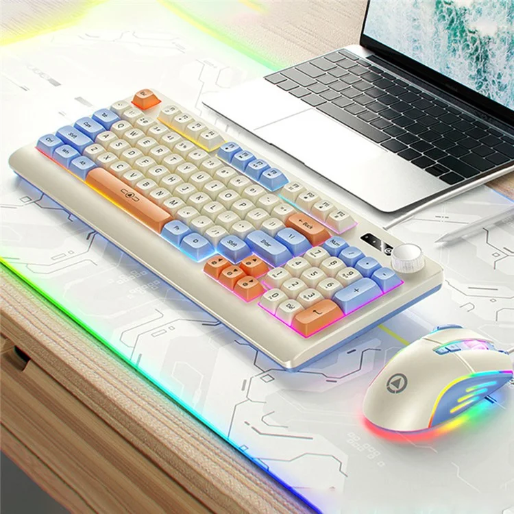 YINDIAO KM900 93 Keys USB Wired Backlit Gaming Keyboard Computer Mouse Keyboard Set - Blue