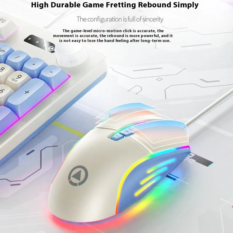 YINDIAO KM900 93 Keys USB Wired Backlit Gaming Keyboard Computer Mouse Keyboard Set - Purple