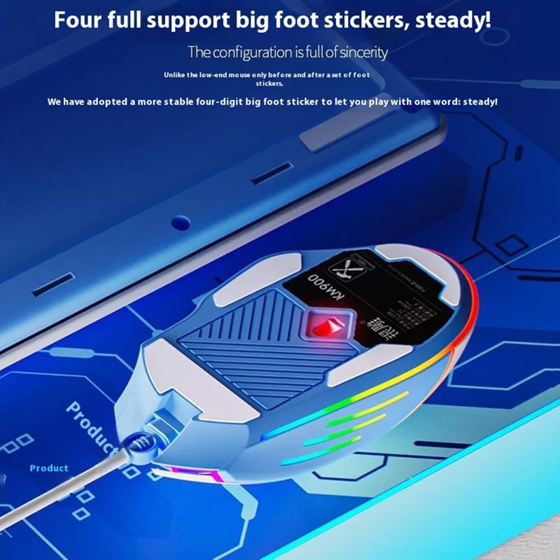 YINDIAO KM900 93 Keys USB Wired Backlit Gaming Keyboard Computer Mouse Keyboard Set - Purple