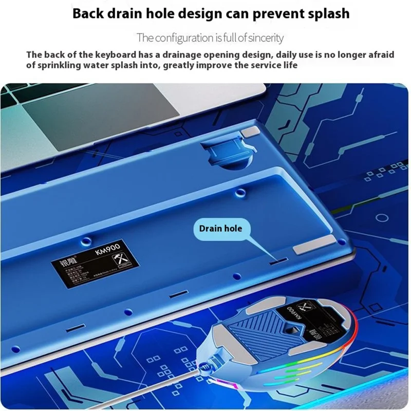 YINDIAO KM900 93 Keys USB Wired Backlit Gaming Keyboard Computer Mouse Keyboard Set - Purple