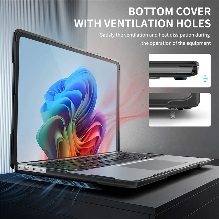 For Microsoft Surface Laptop 7 13.8-inch Laptop Case Stand Design Notebook TPU PC Cover - Black