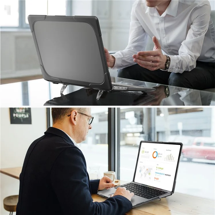 For Microsoft Surface Laptop 7 13.8-inch Laptop Case Stand Design Notebook TPU PC Cover - Grey
