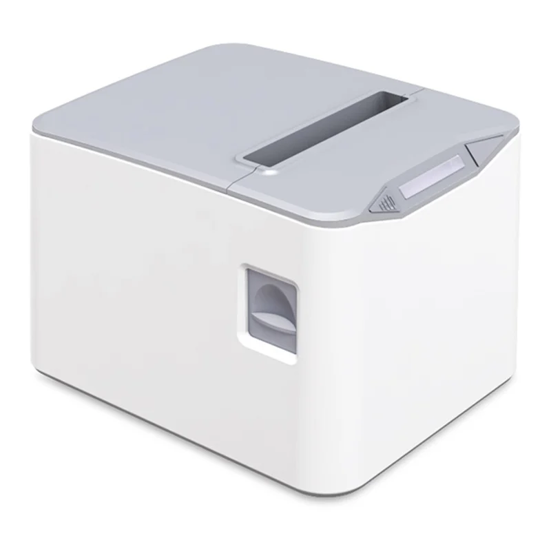 ZJ-8370 80mm Thermal Receipt Printer USB LAN Interface Restaurant Kitchen Printer with Auto Cutter - White + Grey / EU Plug