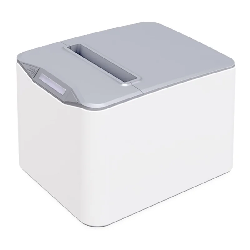 ZJ-8370 80mm Thermal Receipt Printer USB LAN Interface Restaurant Kitchen Printer with Auto Cutter - White + Grey / EU Plug