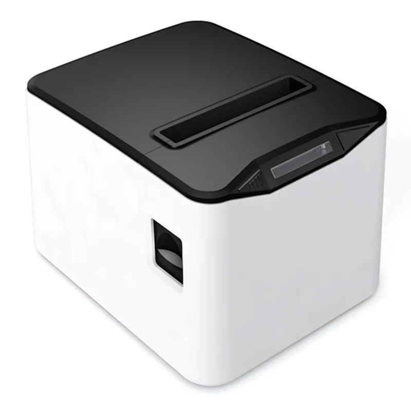 ZJ-8370 80mm Thermal Receipt Printer Auto Cutter USB LAN WiFi Kitchen POS Printer - White + Black / US Plug