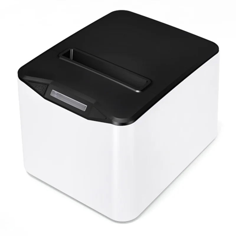 ZJ-8370 80mm Thermal Receipt Printer Auto Cutter USB LAN WiFi Kitchen POS Printer - White + Black / US Plug