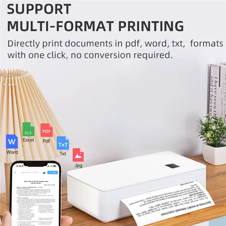 Portable A4LE A4 Thermal Printer with USB, Bluetooth, Wireless, Inkless