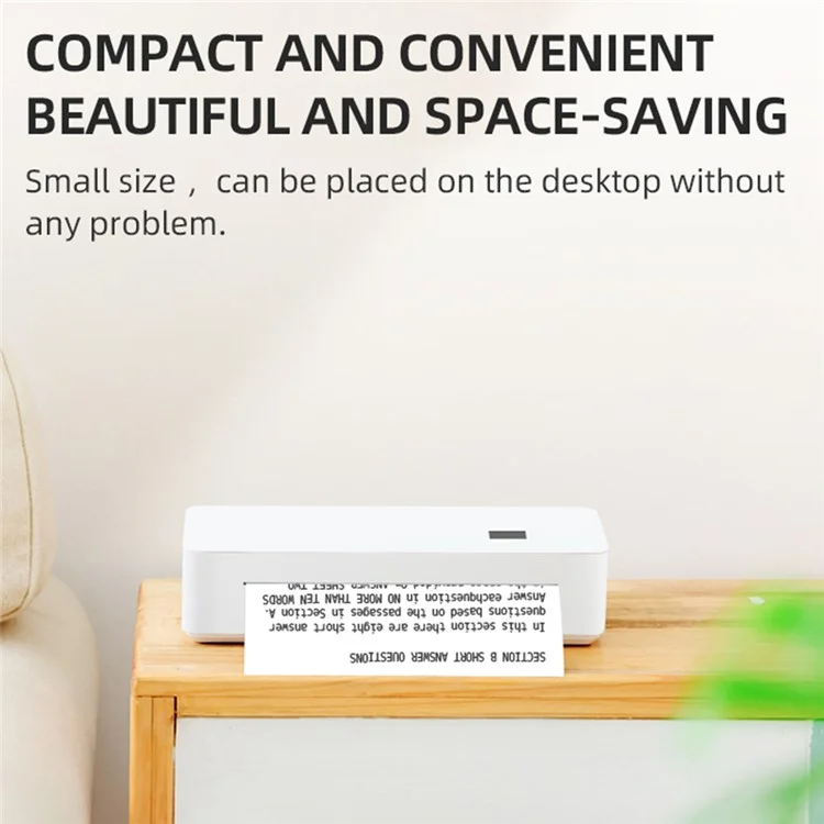 Portable A4LE A4 Thermal Printer with USB, Bluetooth, Wireless, Inkless