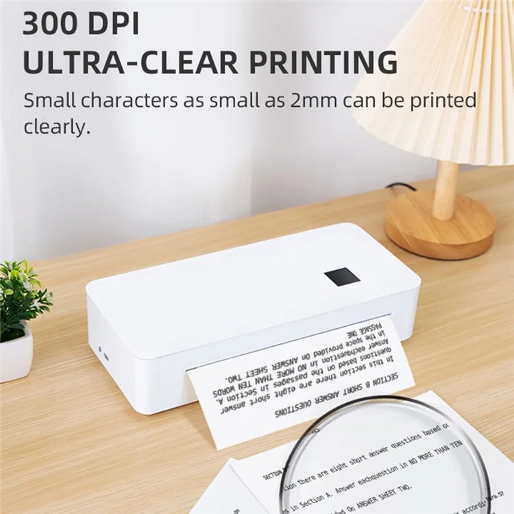 Portable A4LE A4 Thermal Printer with USB, Bluetooth, Wireless, Inkless