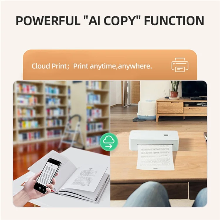 Portable A4LE A4 Thermal Printer with USB, Bluetooth, Wireless, Inkless