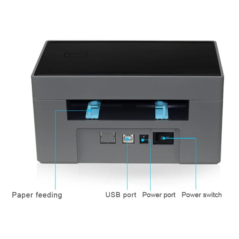 ZJ-9220 4 inch Thermal Label Printer USB Bluetooth-compatible Electronic Shipping Package Printer - White + Black / US Plug