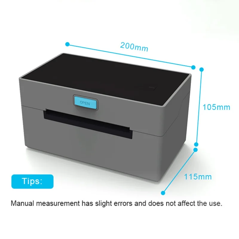 ZJ-9220 4 inch Thermal Label Printer USB Bluetooth-compatible Electronic Shipping Package Printer - White + Black / US Plug