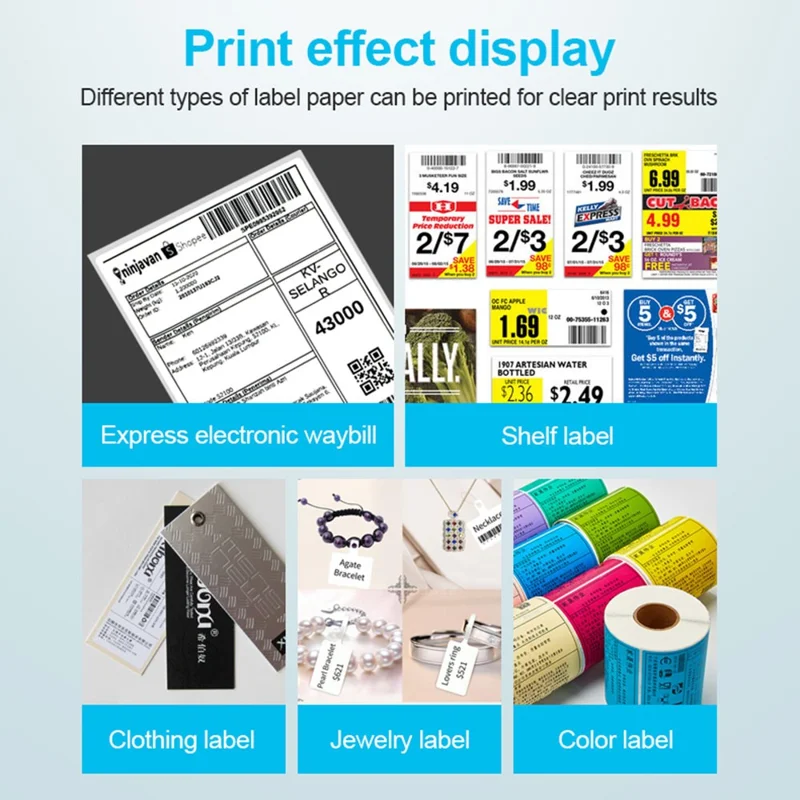 ZJ-9220 4 inch Thermal Label Printer USB Bluetooth-compatible Electronic Shipping Package Printer - White + Black / US Plug