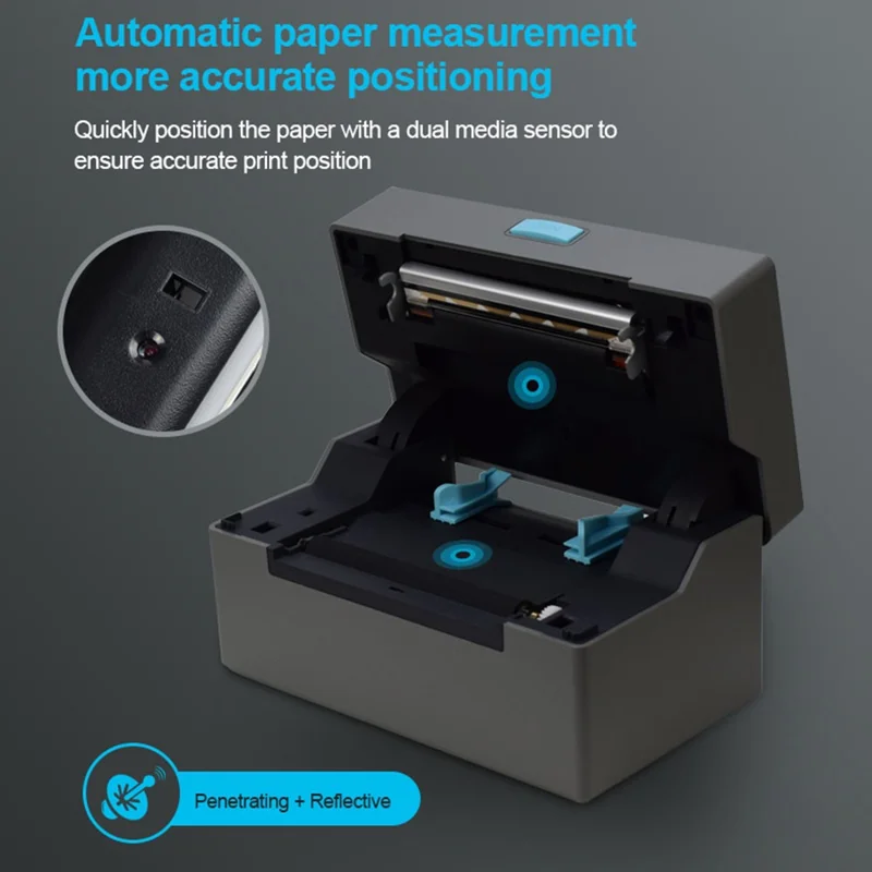 ZJ-9220 4 inch Thermal Label Printer USB Bluetooth-compatible Electronic Shipping Package Printer - White + Black / US Plug