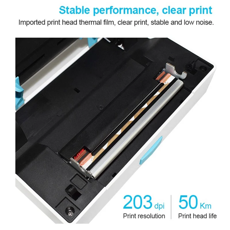 ZJ-9220 4 inch Thermal Label Printer USB Bluetooth-compatible Electronic Shipping Package Printer - White + Black / US Plug