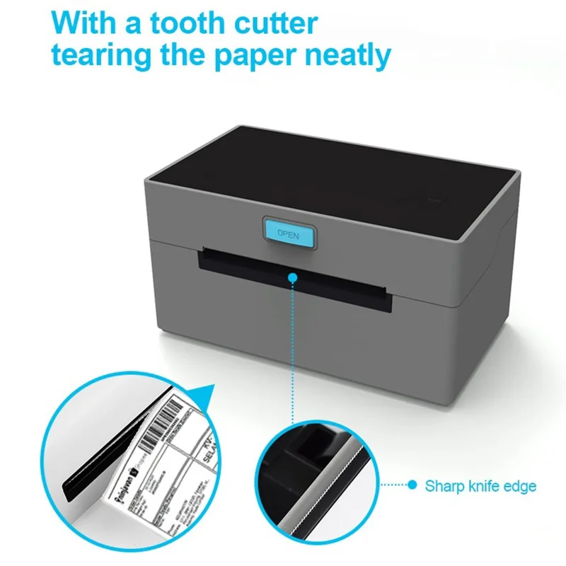 ZJ-9220 4 inch Thermal Label Printer USB Bluetooth-compatible Electronic Shipping Package Printer - White + Black / US Plug