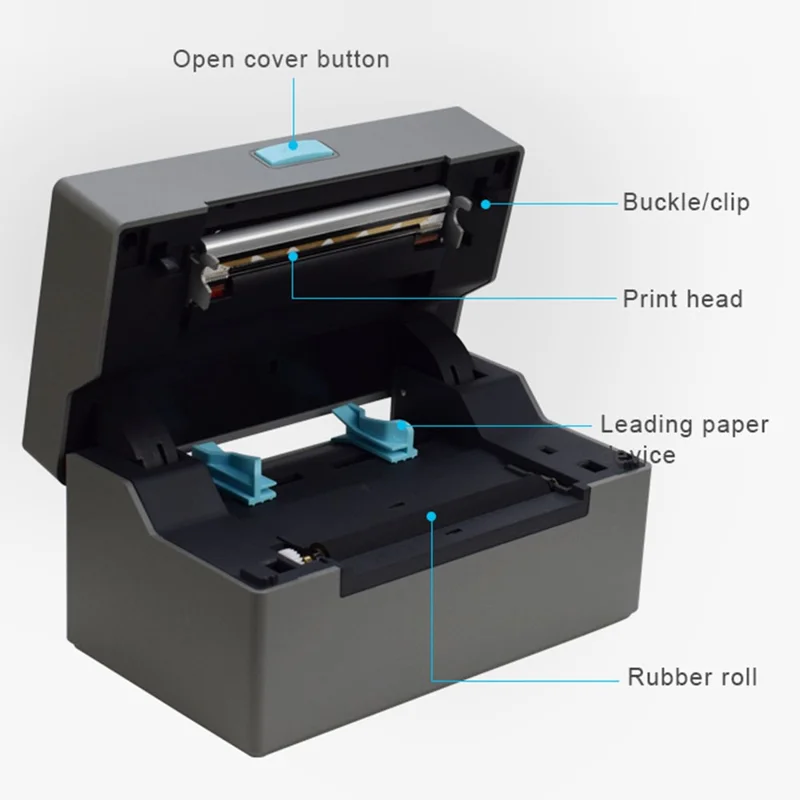 ZJ-9220 4 inch Thermal Label Printer USB Bluetooth-compatible Electronic Shipping Package Printer - White + Black / US Plug