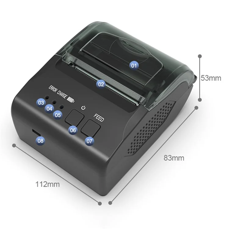 Портативный принтер ZJ-5810 58 мм с термопечатью, USB, Bluetooth