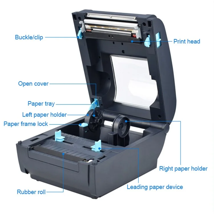 ZJ-9210 110mm Thermoetikettendrucker tragbarer Mini-Etikettendrucker USB + Bluetooth-Schnittstelle - Schwarz / US-Stecker