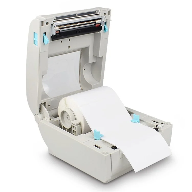 ZJ-9210 110mm Thermal Label Printer Portable Mini Label Printer USB + Bluetooth-compatible Interface - Grey White  /  US Plug