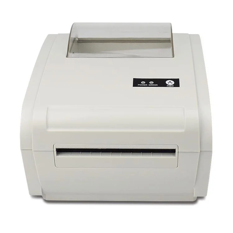 ZJ-9210 110mm Thermal Label Printer Portable Mini Label Printer USB + Bluetooth-compatible Interface - Grey White  /  US Plug
