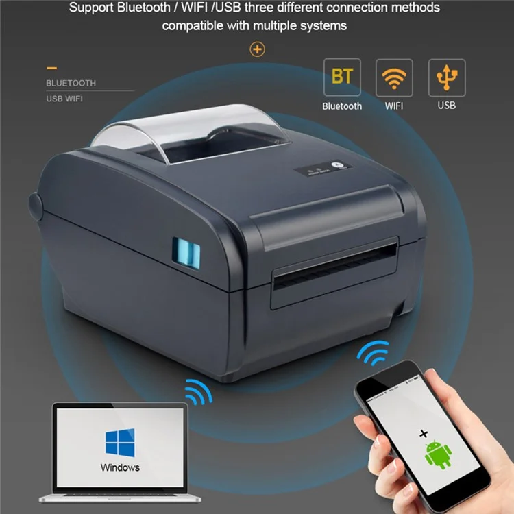 Impresora de etiquetas térmicas ZJ-9210 de 110 mm para envíos, impresora USB para plataformas de comercio electrónico - Negro / Enchufe estadounidense