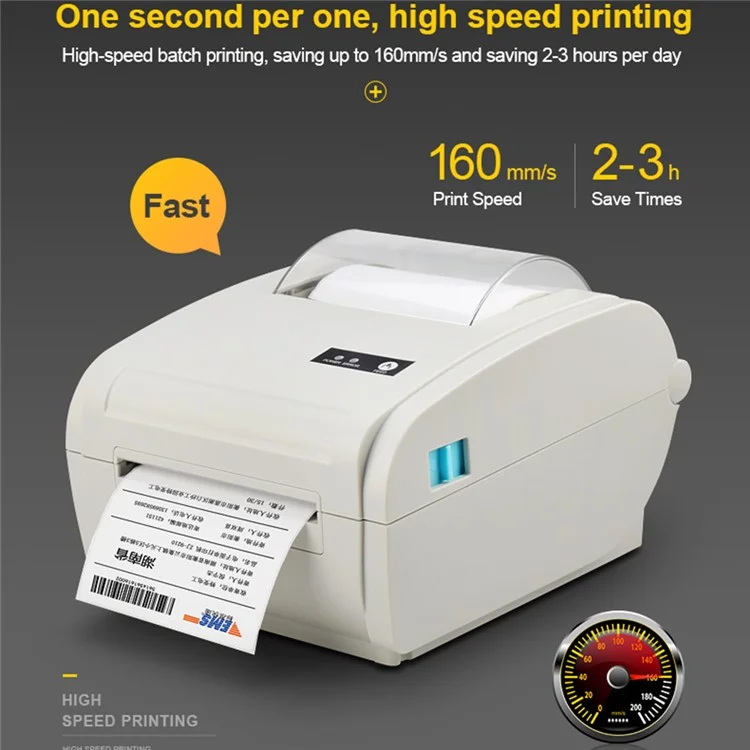 Impresora de etiquetas térmicas ZJ-9210 de 110 mm Etiquetas de envío Impresora USB para plataformas de comercio electrónico - Blanco / Enchufe estadounidense