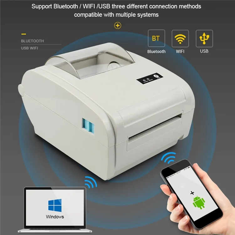 ZJ-9210 110mm Thermal Label Printer Shipping Labels USB Printer for E-Commerce Platforms - White  /  EU Plug