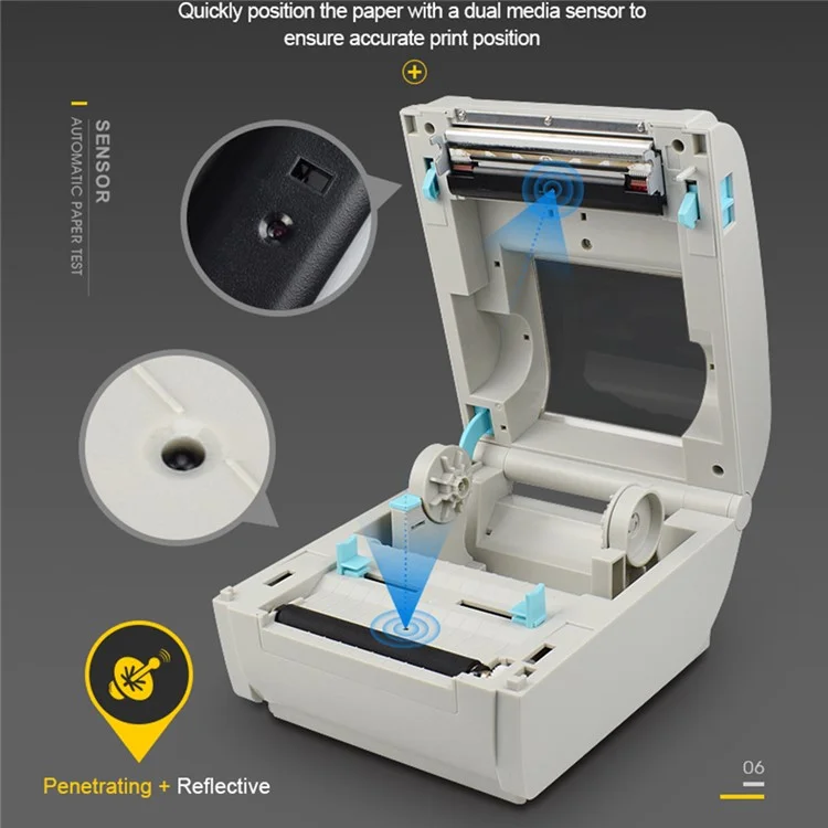 ZJ-9210 110mm Thermal Label Printer Shipping Labels USB Printer for E-Commerce Platforms - White  /  EU Plug