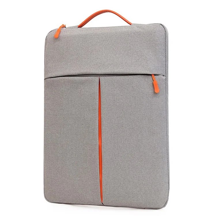 Funda para portátil de 13-14 pulgadas, bolsa vertical resistente al agua de nailon con bolsillo de cremallera, 34 x 24 x 3 CM - Gris