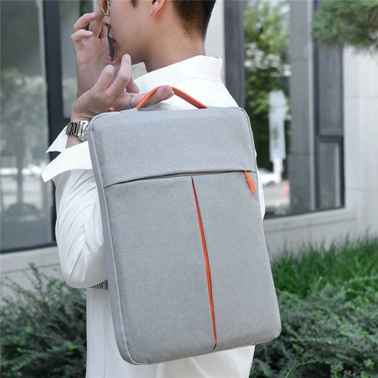 Funda para portátil de 13-14 pulgadas, bolsa vertical resistente al agua de nailon con bolsillo de cremallera, 34 x 24 x 3 CM - Gris