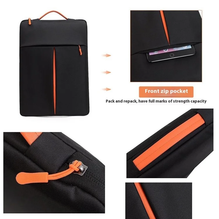 Funda para portátil de 13-14 pulgadas, bolsa vertical resistente al agua de nailon con bolsillo de cremallera, 34 x 24 x 3 CM - Gris