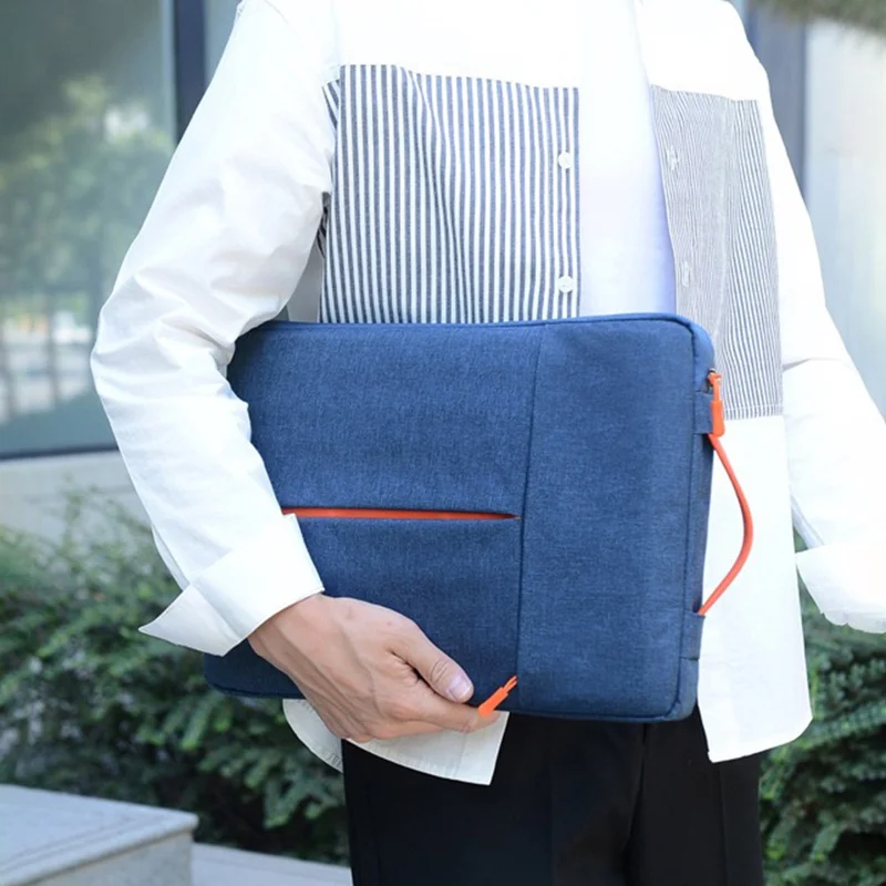 For 13-14 Inch Laptop Bag Vertical Water Resistant Nylon Protective Case With Zipper Pocket 34 x 24 x 3CM - Blue