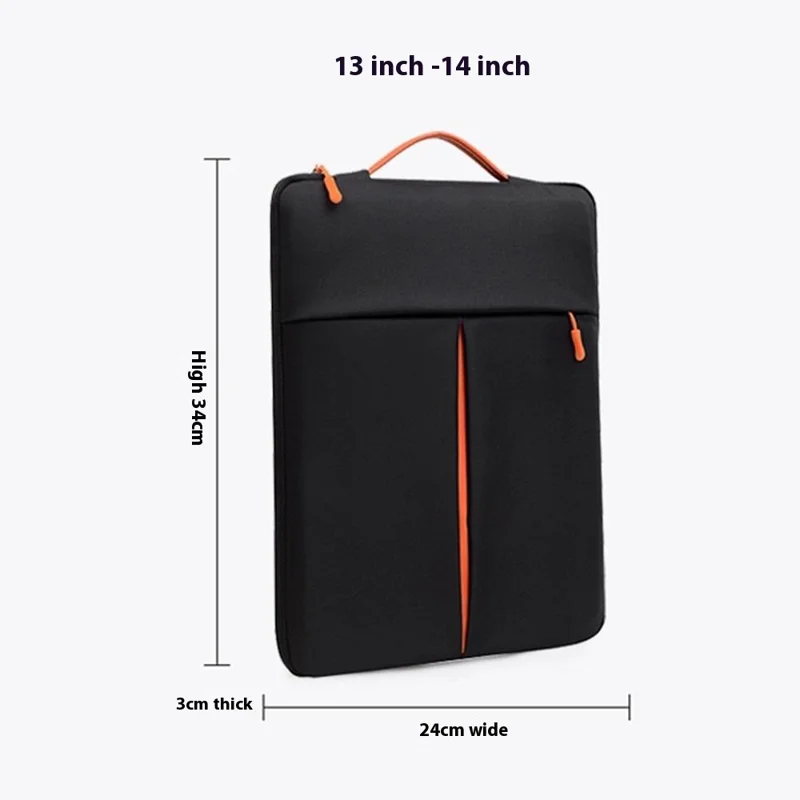 For 13-14 Inch Laptop Bag Vertical Water Resistant Nylon Protective Case With Zipper Pocket 34 x 24 x 3CM - Blue