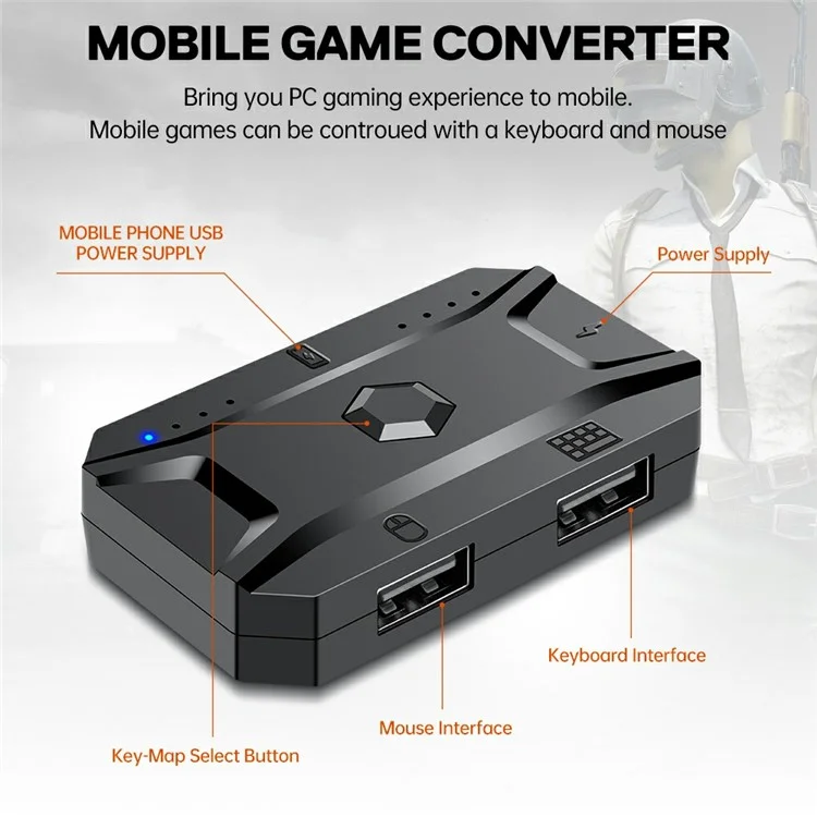 T-WOLF TF950 40 Keys One Hand Gaming Keyboard USB Wired Mouse Combo Set with Mobile Game Converter and Phone Holder