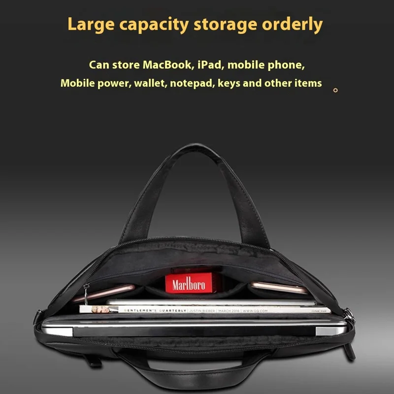 QIALINO For 15 Inch Universal Laptop Sleeve Bag Genuine Cow Leather Notebook Carrying Case