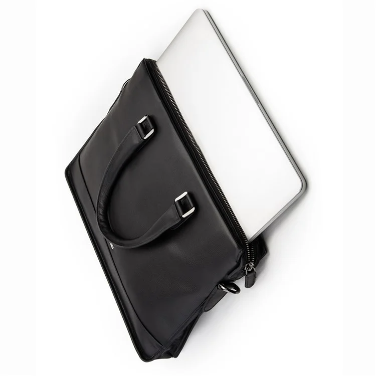 QIALINO Custodia per Laptop Universale da 15 Pollici in Vera Pelle di Mucca con Tracolla Staccabile
