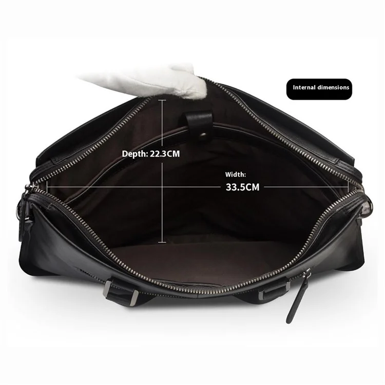 QIALINO Custodia per Laptop Universale da 15 Pollici in Vera Pelle di Mucca con Tracolla Staccabile