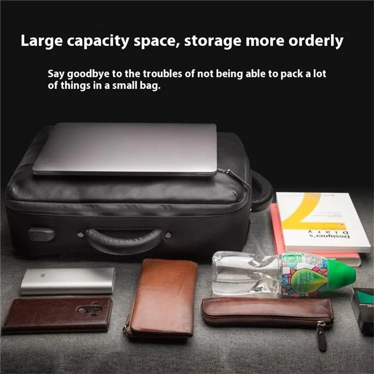 QIALINO Custodia per Laptop in Vera Pelle di Vacchetta per Notebook Universali da 15 Pollici con Funzione Antifurto