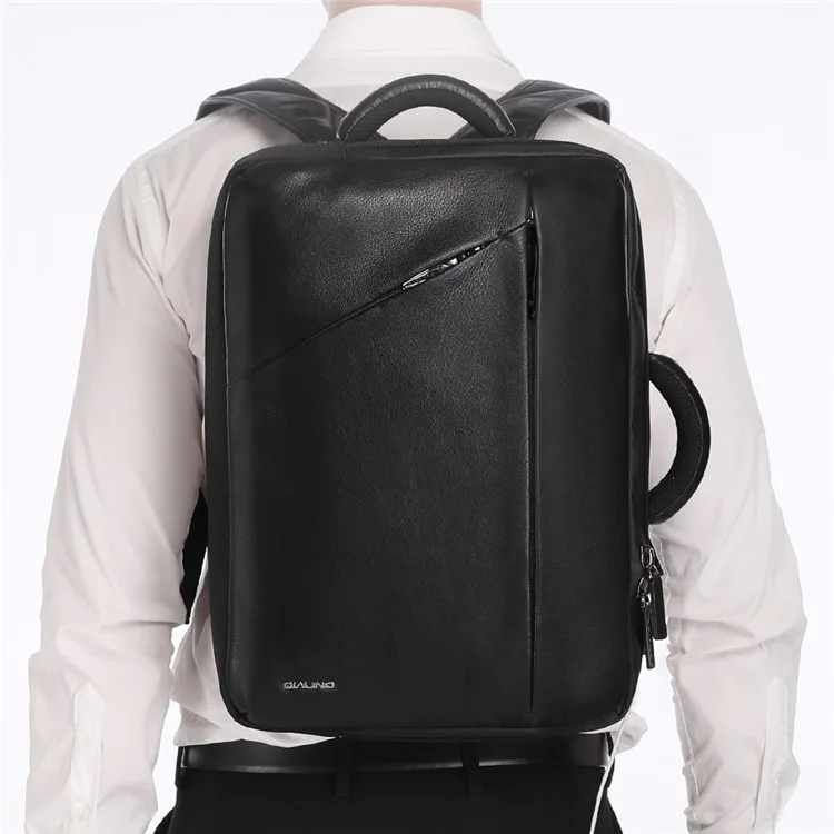 QIALINO Custodia per Laptop in Vera Pelle di Vacchetta per Notebook Universali da 15 Pollici con Funzione Antifurto