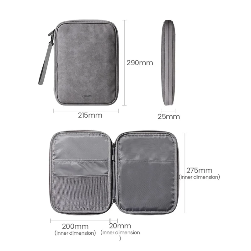 UGREEN 90435 Storage Bag for 11 Inch Laptop Shockproof PU Leather Portable Tablet Sleeve