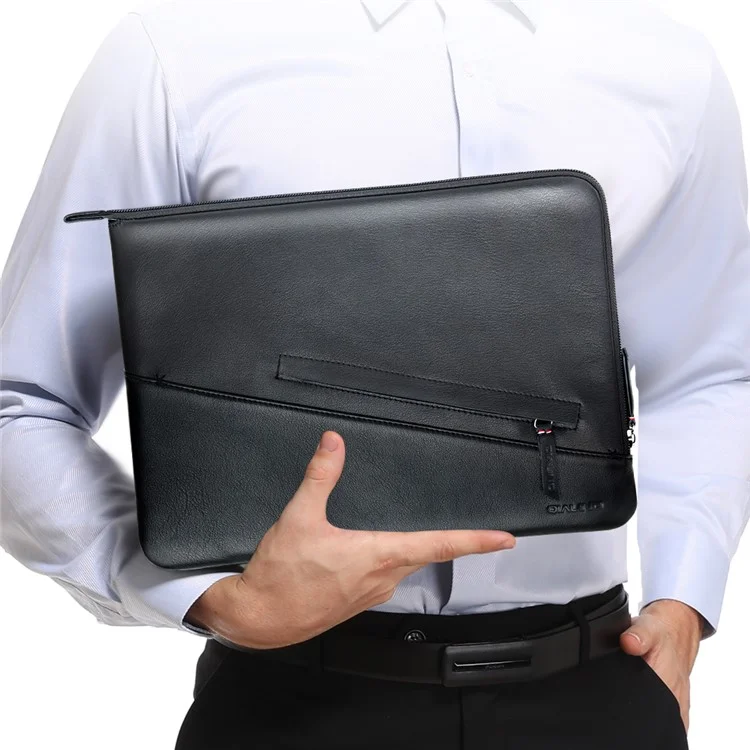 QIALINO Shockproof Case for 13 Inch Laptop Sleeve Bag Ultra Thin Wear Resistant Genuine Cow Leather Pouch
