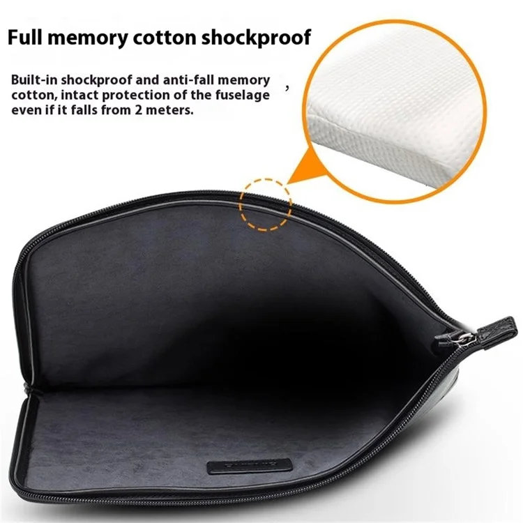 QIALINO Shockproof Case for 13 Inch Laptop Sleeve Bag Ultra Thin Wear Resistant Genuine Cow Leather Pouch