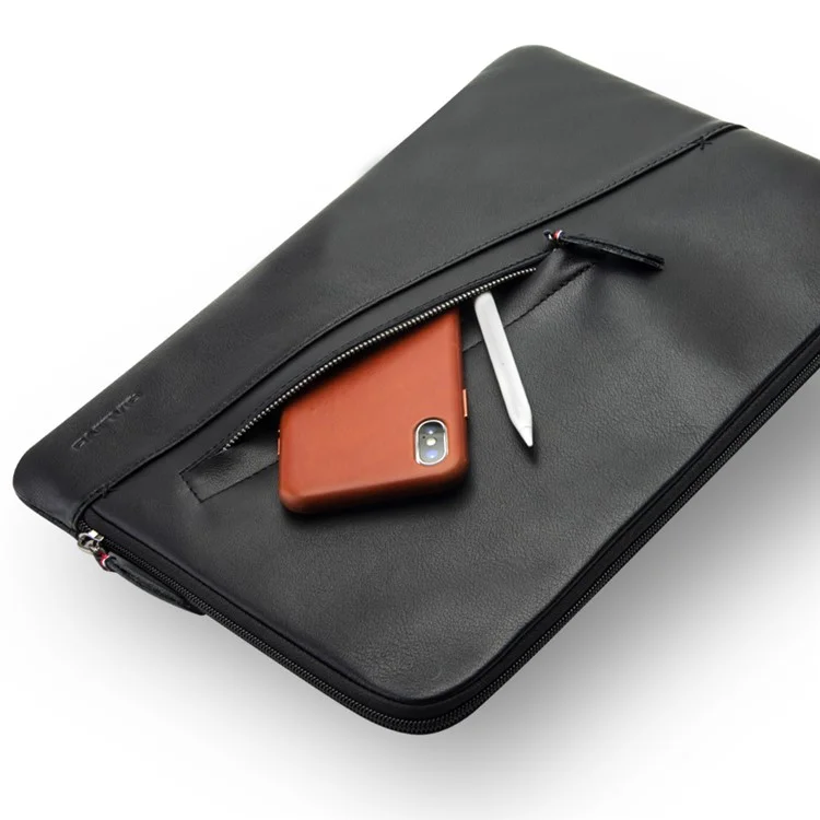 QIALINO Shockproof Case for 13 Inch Laptop Sleeve Bag Ultra Thin Wear Resistant Genuine Cow Leather Pouch