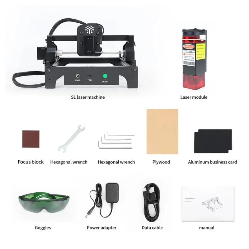 ACMER S1 Machine de gravure laser mini 2,5W portable pour bois, plastique, papier, cuir - Prise US