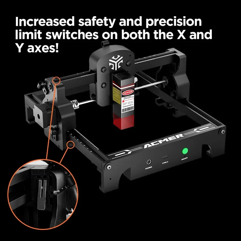 ACMER S1 3.5W Mini Laser Engraving Machine Portable Engraver for Wood Plastic Paper Leather - US Plug