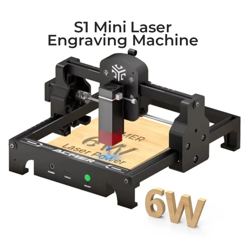 ACMER S1 6W Mini Macchina per Incisione Laser Portatile per Legno Plastica Carta Pelle - Spina USA